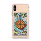 Wheel of Fortune Tarot Card Apple iPhone Xs Impact Case Pink Edge on Gold Phone