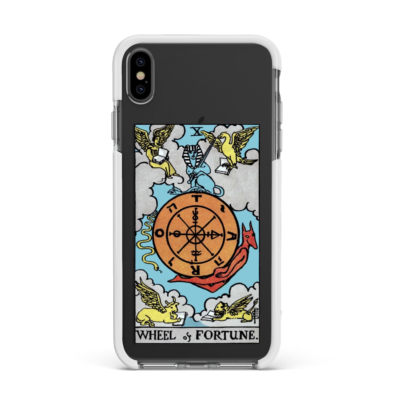 Wheel of Fortune Tarot Card Apple iPhone Xs Max Impact Case White Edge on Black Phone