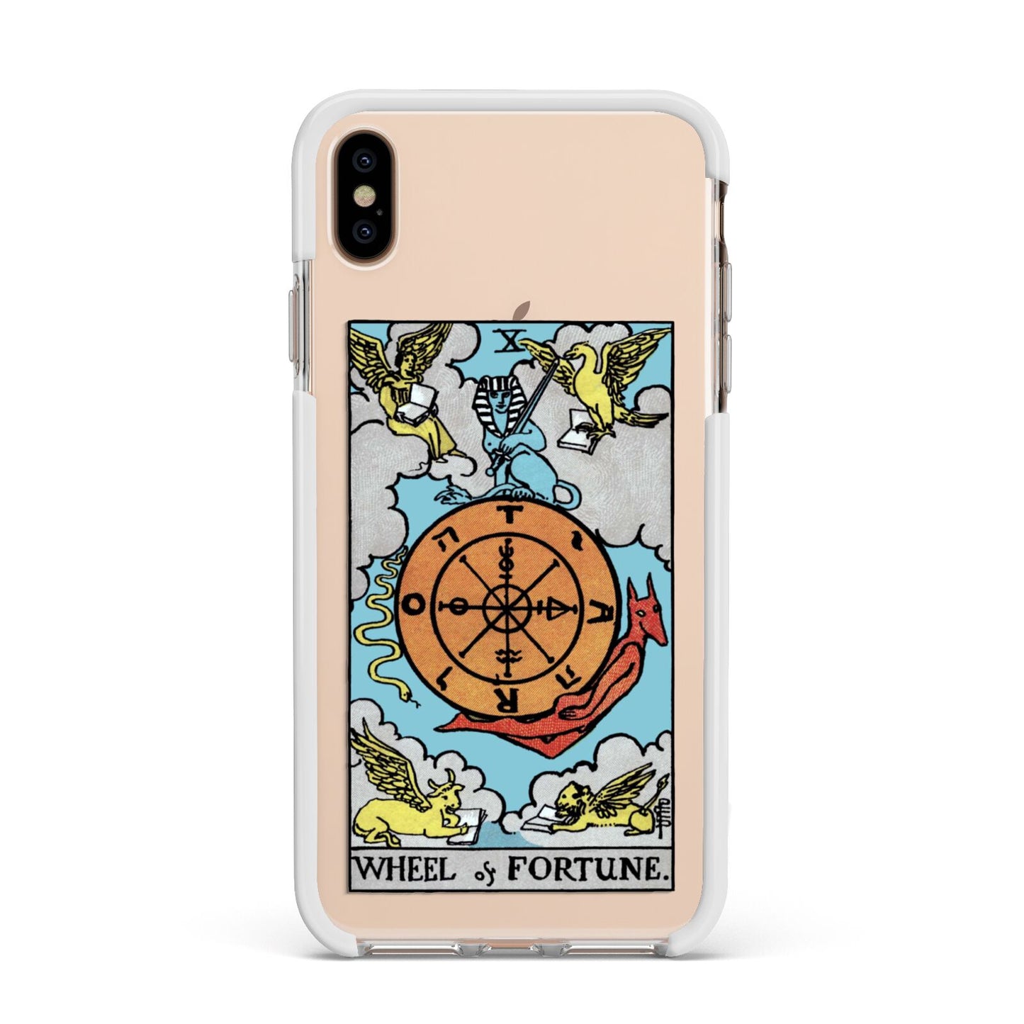 Wheel of Fortune Tarot Card Apple iPhone Xs Max Impact Case White Edge on Gold Phone