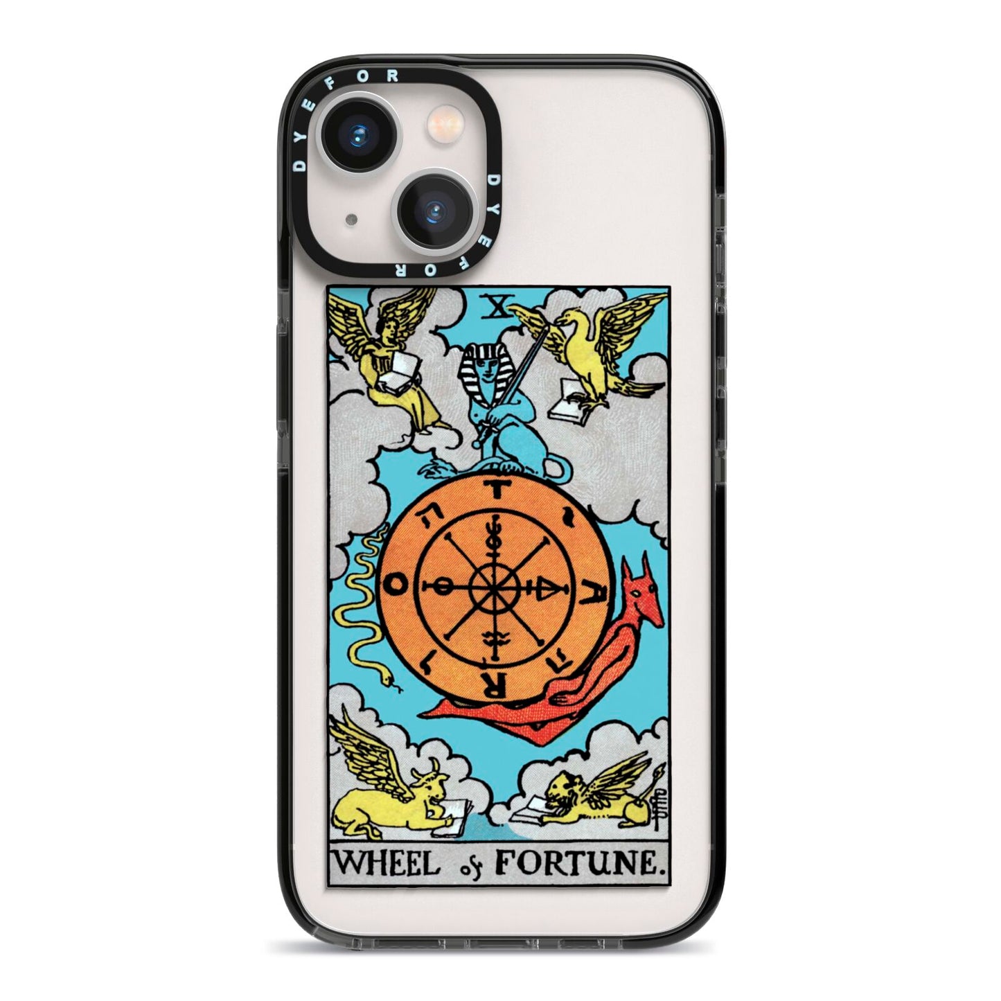 Wheel of Fortune Tarot Card iPhone 13 Black Impact Case on Silver phone