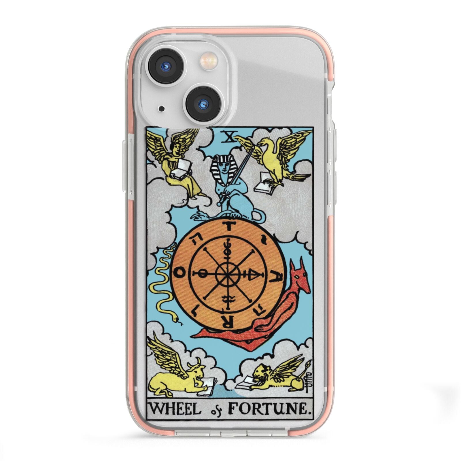 Wheel of Fortune Tarot Card iPhone 13 Mini TPU Impact Case with Pink Edges