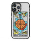 Wheel of Fortune Tarot Card iPhone 13 Pro Max Black Impact Case on Silver phone