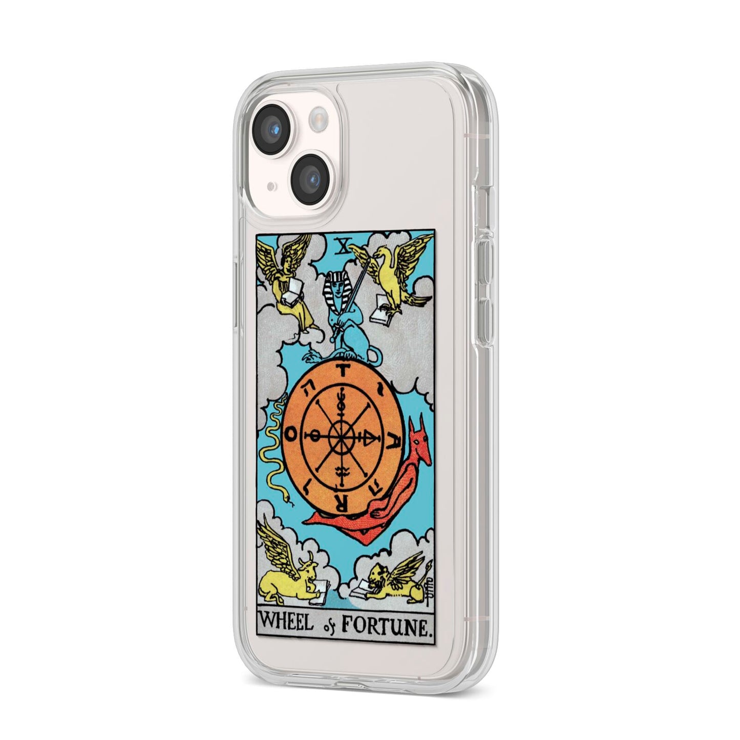 Wheel of Fortune Tarot Card iPhone 14 Clear Tough Case Starlight Angled Image