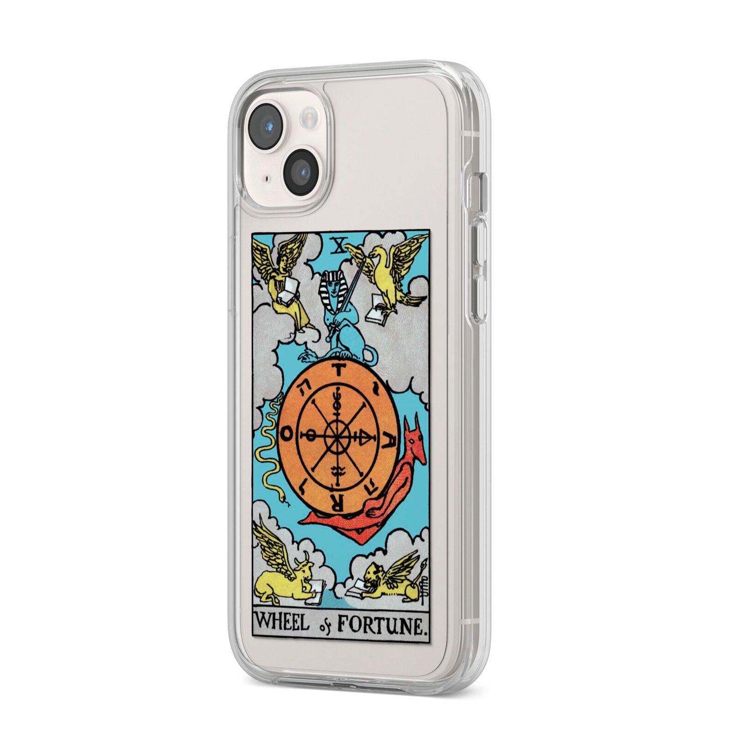 Wheel of Fortune Tarot Card iPhone 14 Plus Clear Tough Case Starlight Angled Image