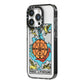 Wheel of Fortune Tarot Card iPhone 14 Pro Black Impact Case Side Angle on Silver phone