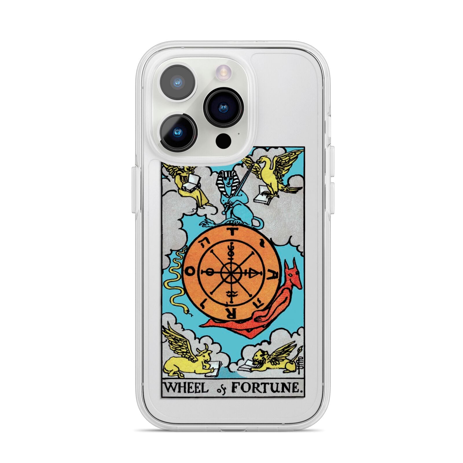 Wheel of Fortune Tarot Card iPhone 14 Pro Clear Tough Case Silver