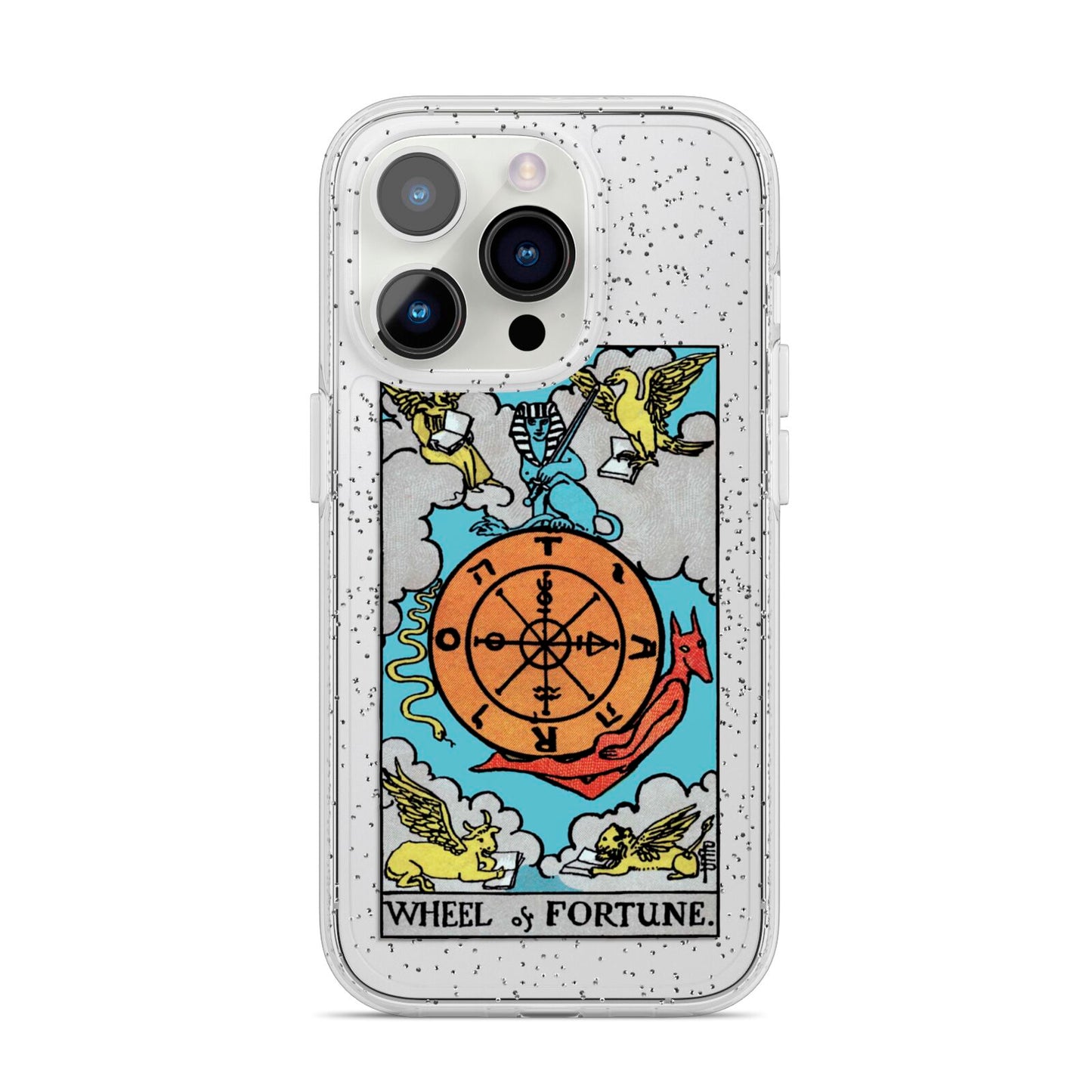Wheel of Fortune Tarot Card iPhone 14 Pro Glitter Tough Case Silver