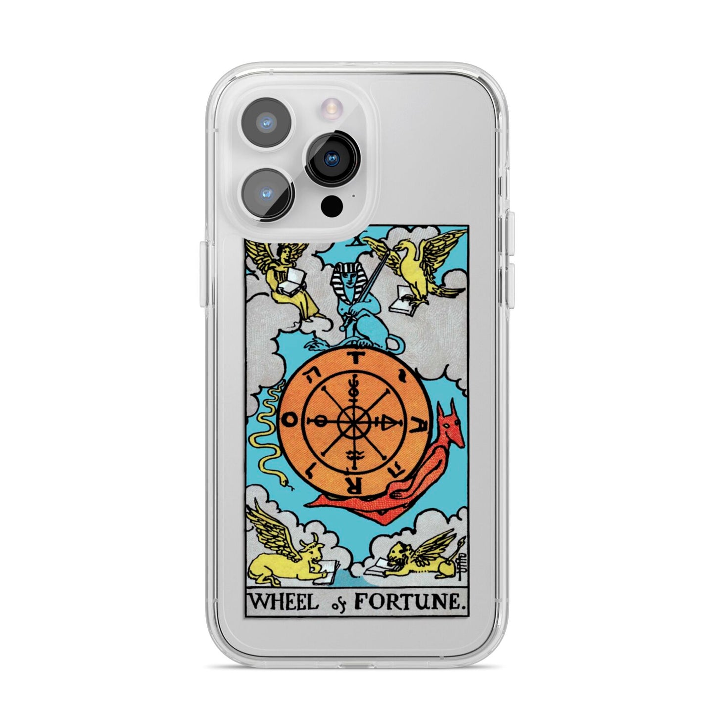 Wheel of Fortune Tarot Card iPhone 14 Pro Max Clear Tough Case Silver