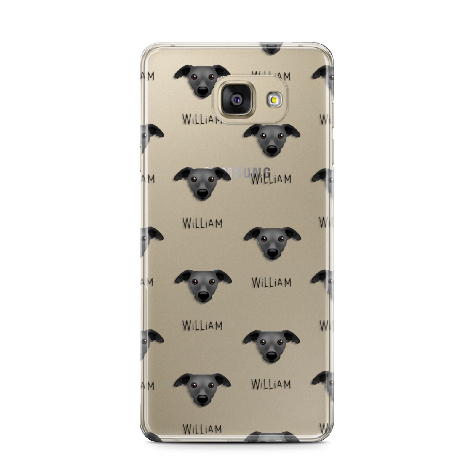 Whippet Icon with Name Samsung Galaxy A7 2016 Case on gold phone