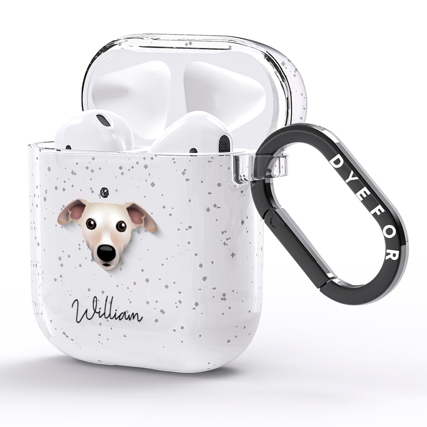 Whippet Personalised AirPods Glitter Case Side Image