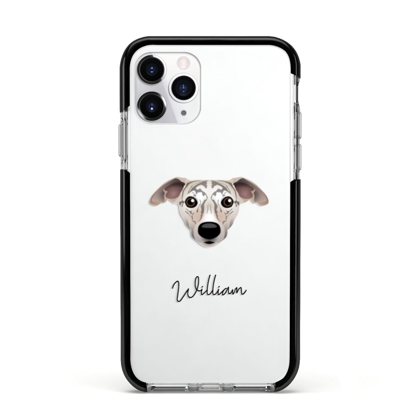 Whippet Personalised Apple iPhone 11 Pro in Silver with Black Impact Case