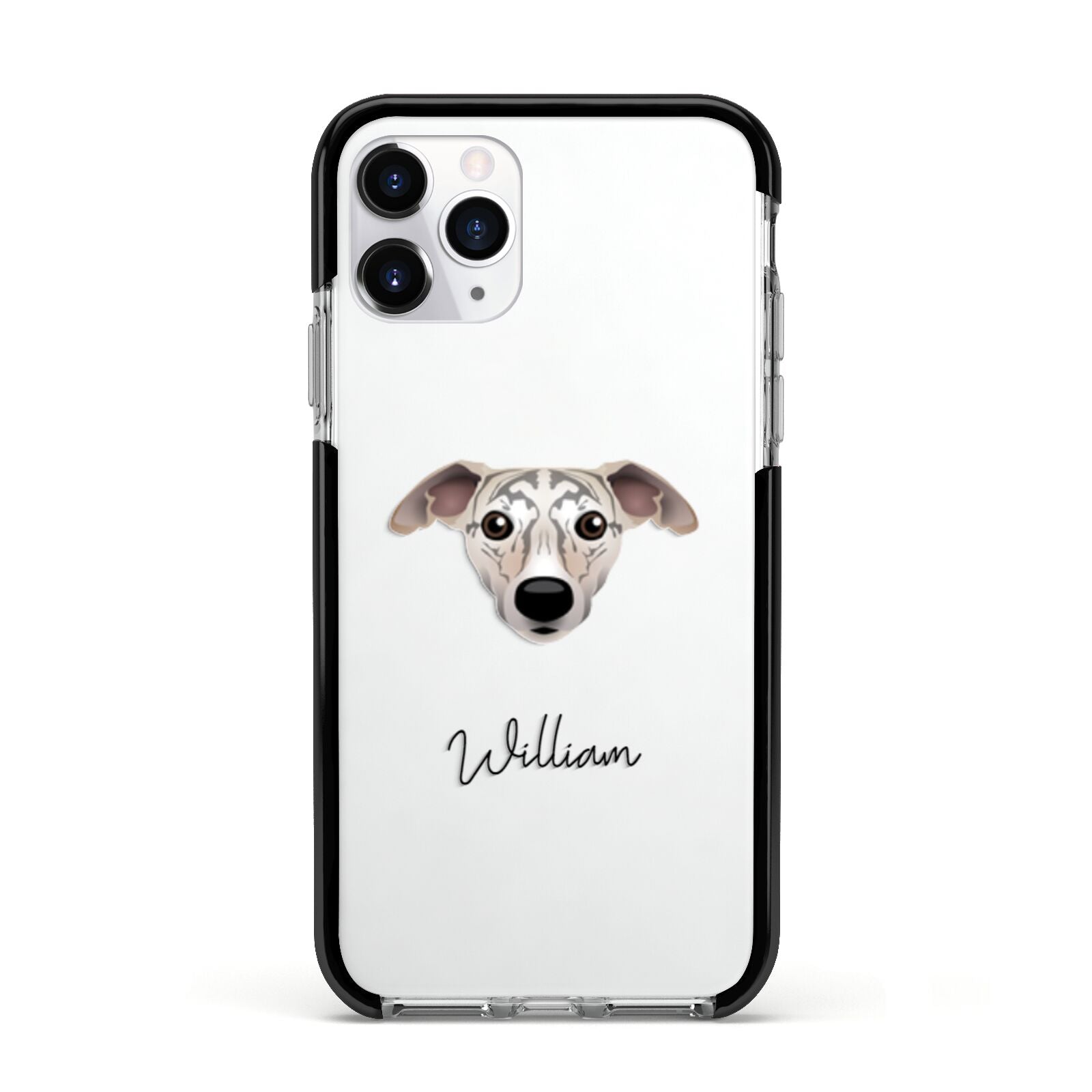 Whippet Personalised Apple iPhone 11 Pro in Silver with Black Impact Case