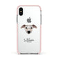 Whippet Personalised Apple iPhone Xs Impact Case Pink Edge on Silver Phone