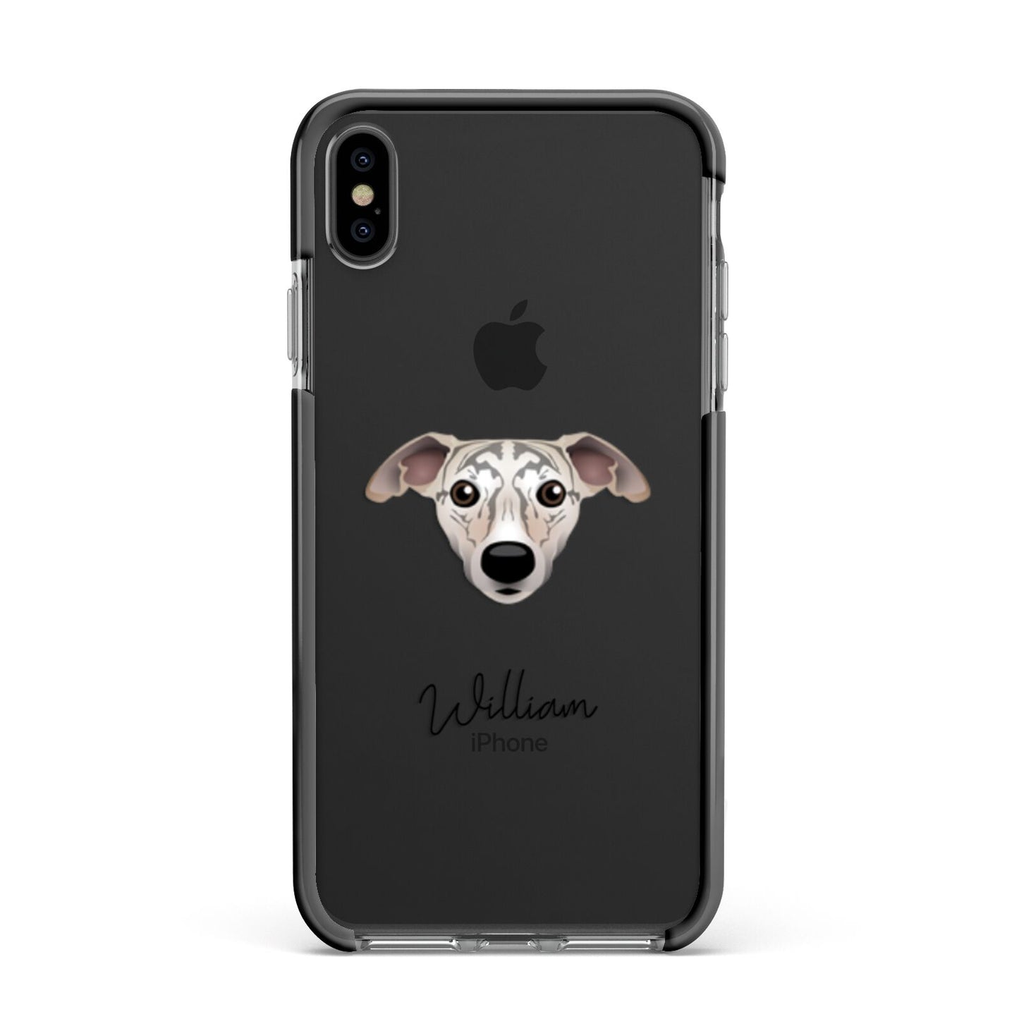 Whippet Personalised Apple iPhone Xs Max Impact Case Black Edge on Black Phone