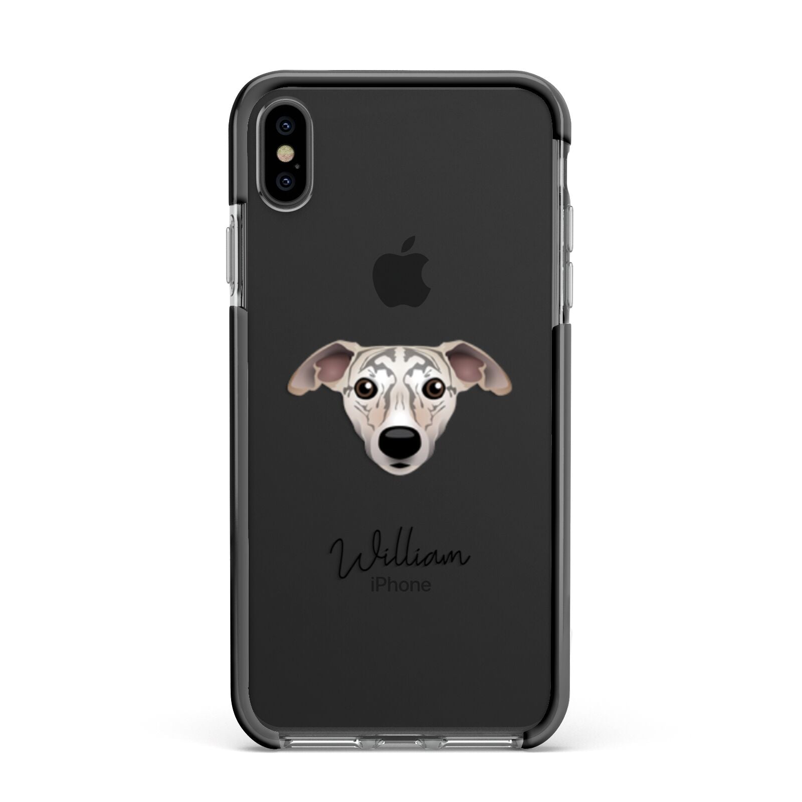 Whippet Personalised Apple iPhone Xs Max Impact Case Black Edge on Black Phone