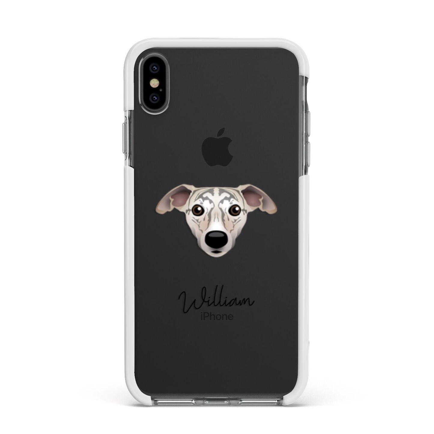 Whippet Personalised Apple iPhone Xs Max Impact Case White Edge on Black Phone