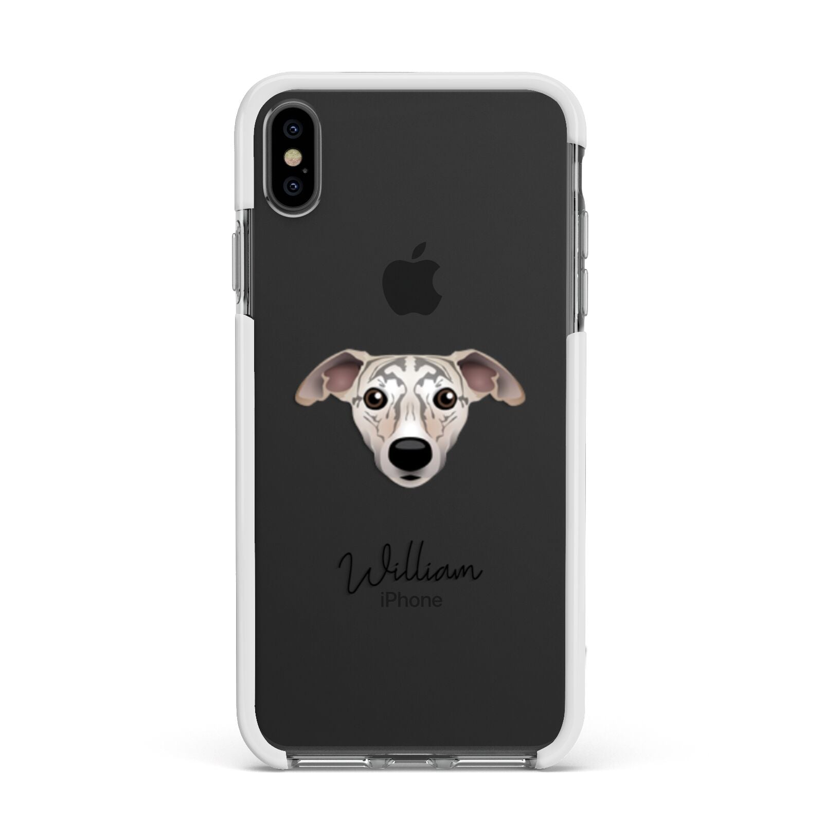 Whippet Personalised Apple iPhone Xs Max Impact Case White Edge on Black Phone