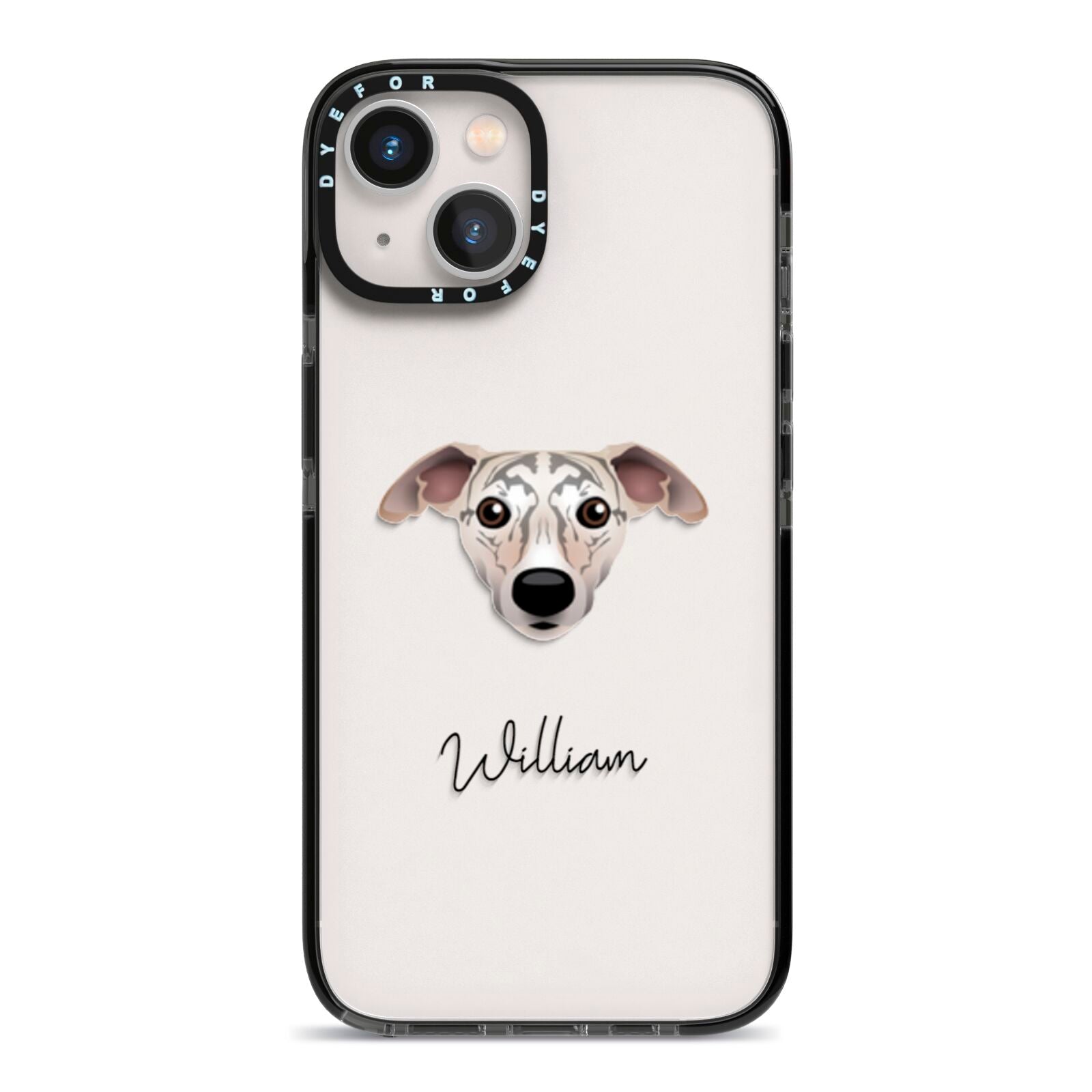 Whippet Personalised iPhone 13 Black Impact Case on Silver phone