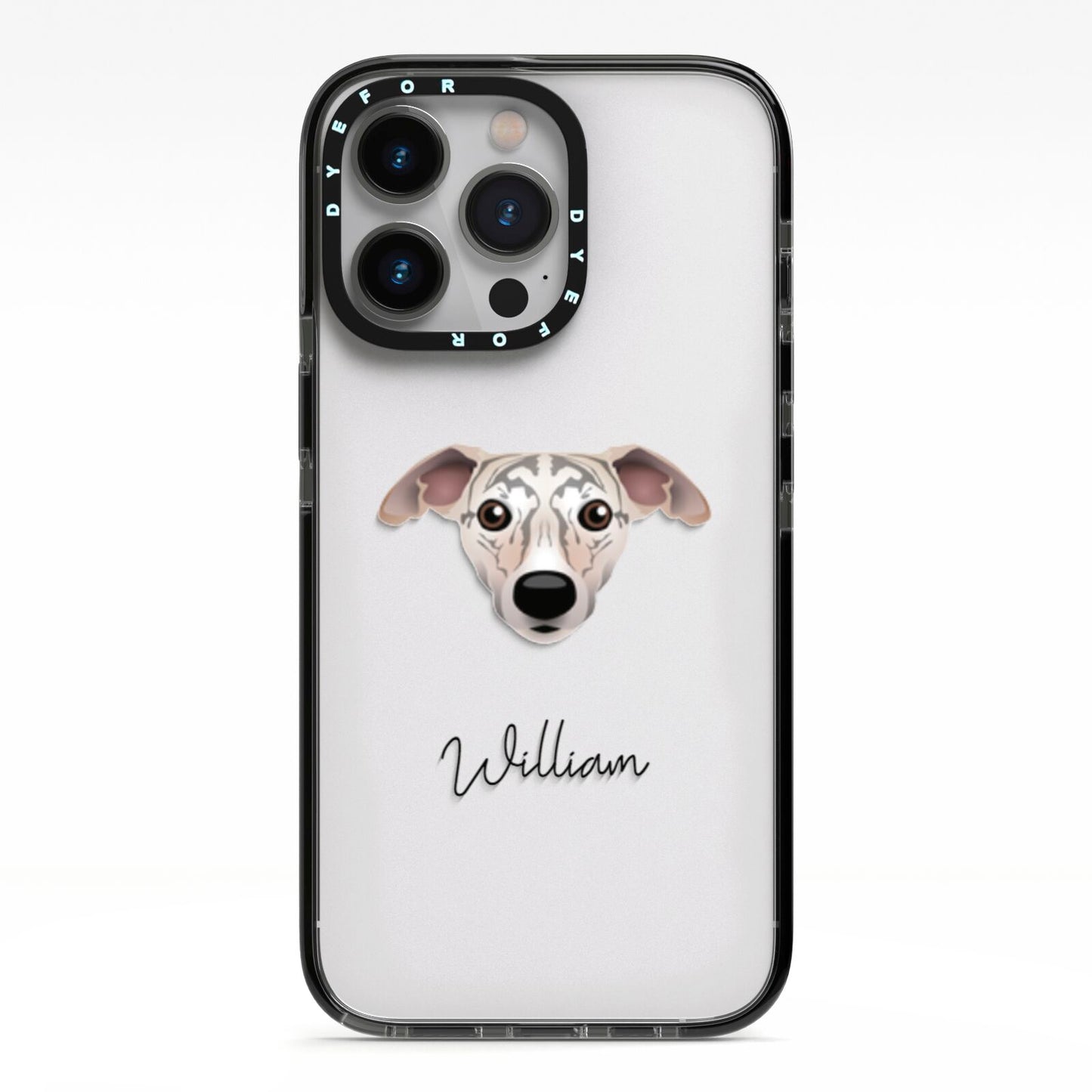 Whippet Personalised iPhone 13 Pro Black Impact Case on Silver phone