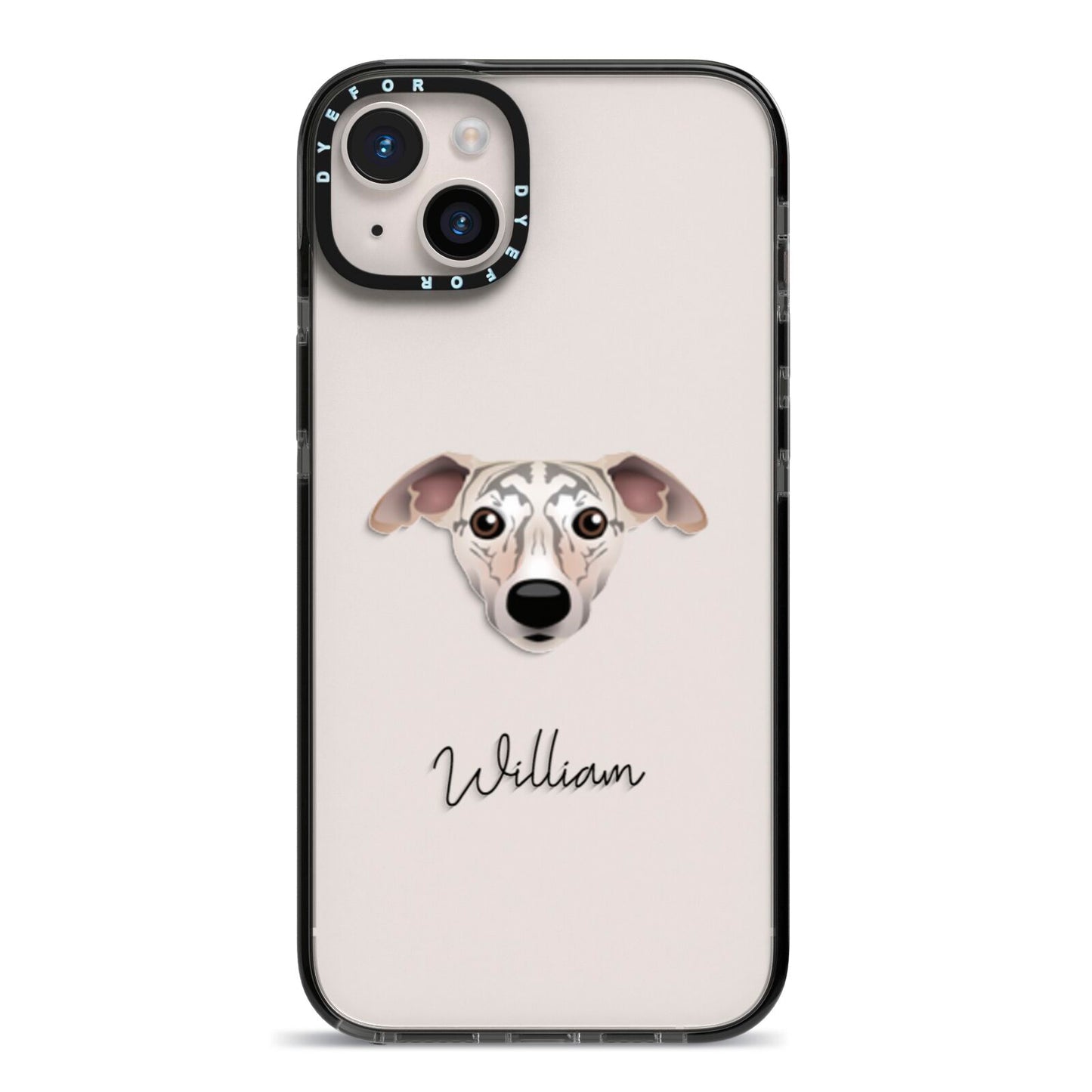 Whippet Personalised iPhone 14 Plus Black Impact Case on Silver phone