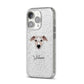Whippet Personalised iPhone 14 Pro Glitter Tough Case Silver Angled Image