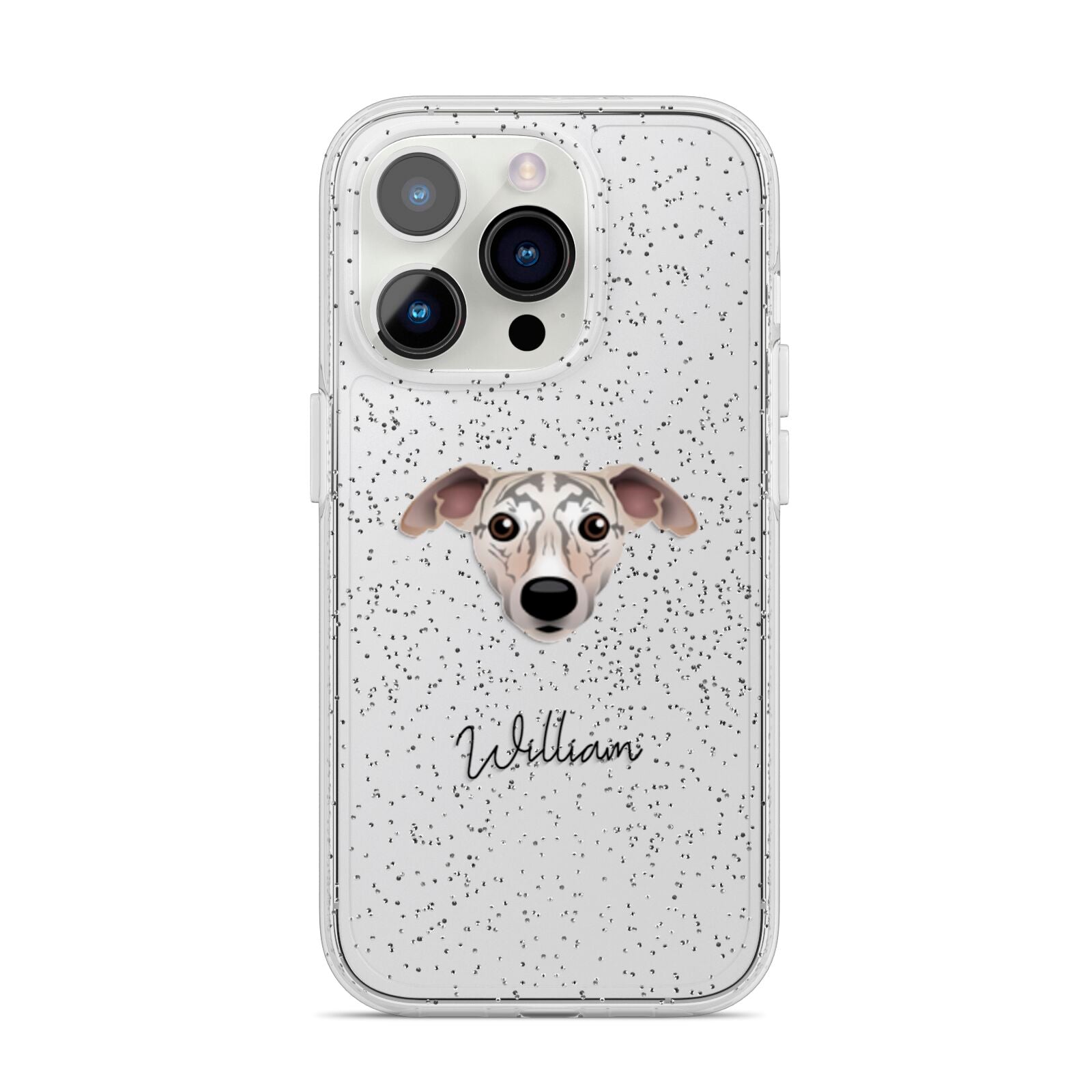 Whippet Personalised iPhone 14 Pro Glitter Tough Case Silver