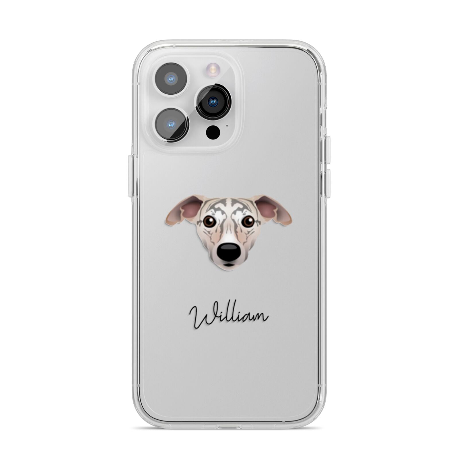 Whippet Personalised iPhone 14 Pro Max Clear Tough Case Silver