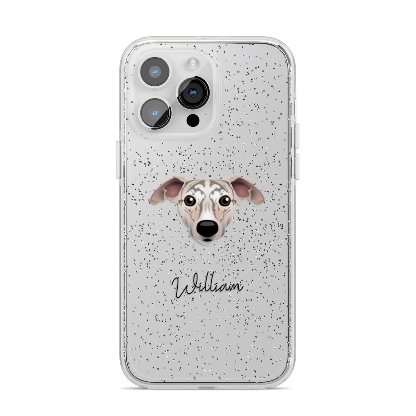 Whippet Personalised iPhone 14 Pro Max Glitter Tough Case Silver