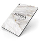White And Gold Marble Apple iPad Case on Grey iPad Side View