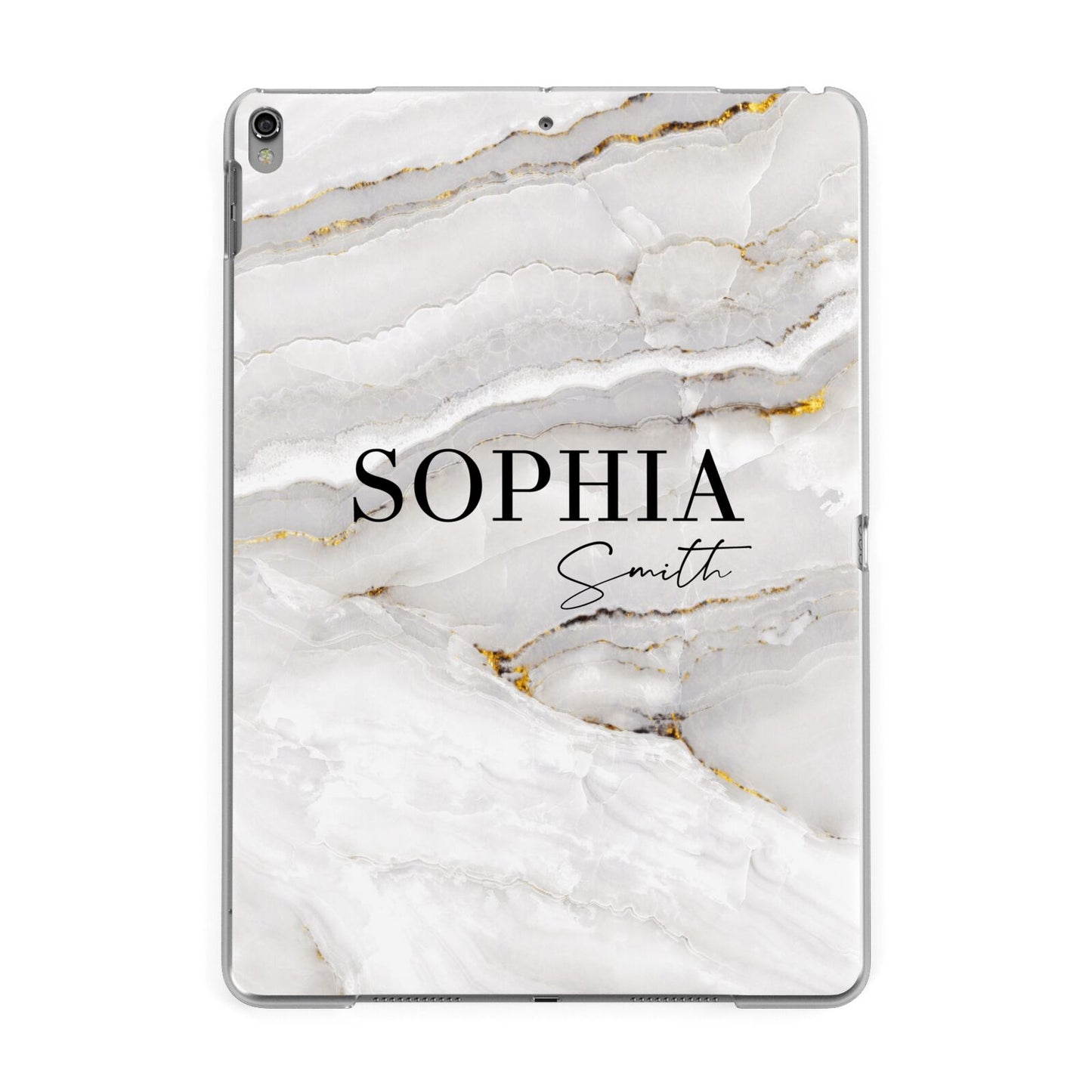 White And Gold Marble Apple iPad Grey Case