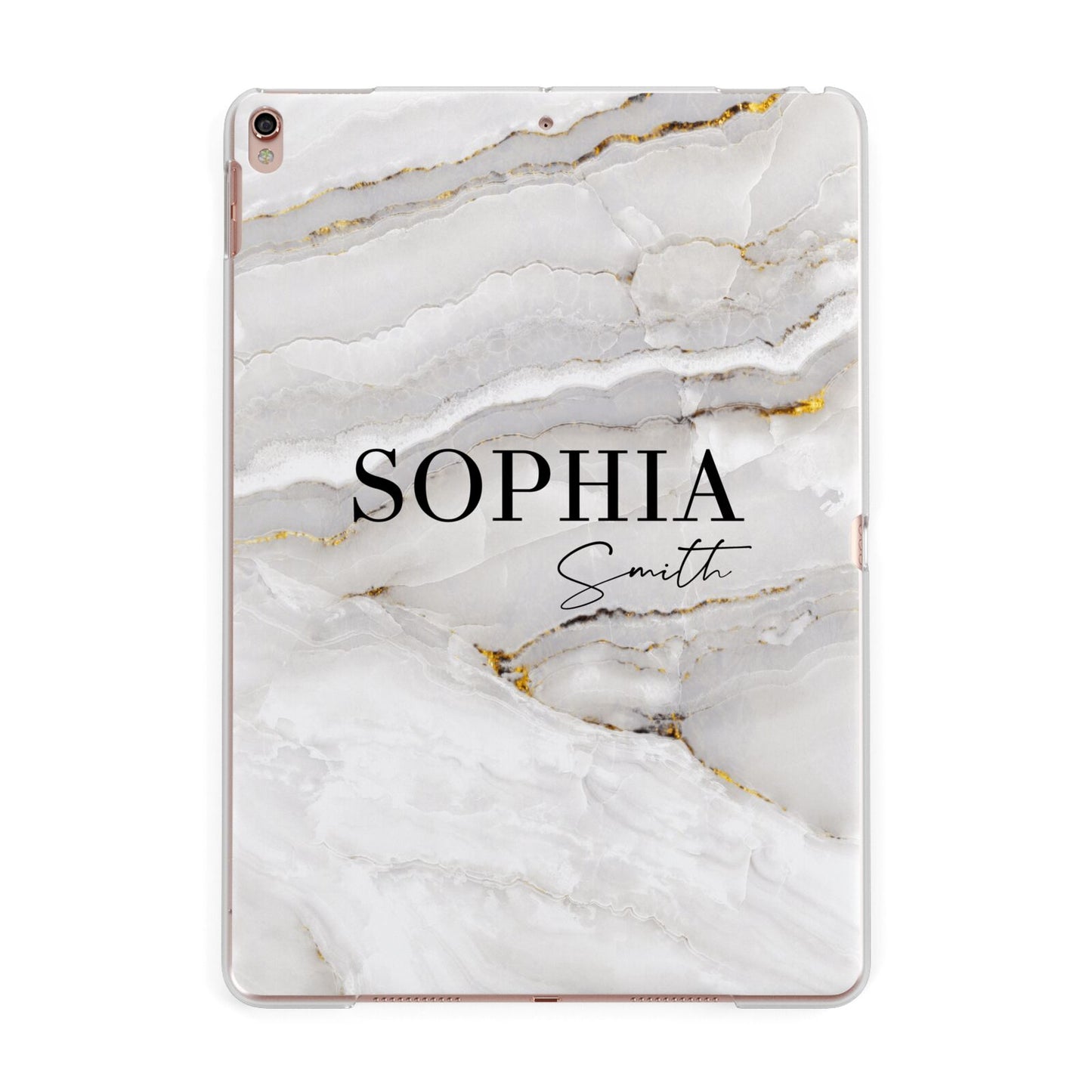 White And Gold Marble Apple iPad Rose Gold Case
