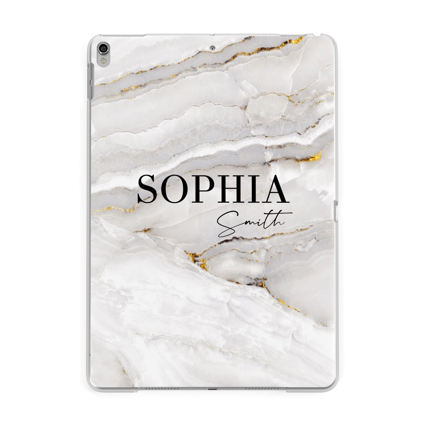 White And Gold Marble Apple iPad Silver Case