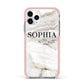 White And Gold Marble Apple iPhone 11 Pro in Silver with Pink Impact Case