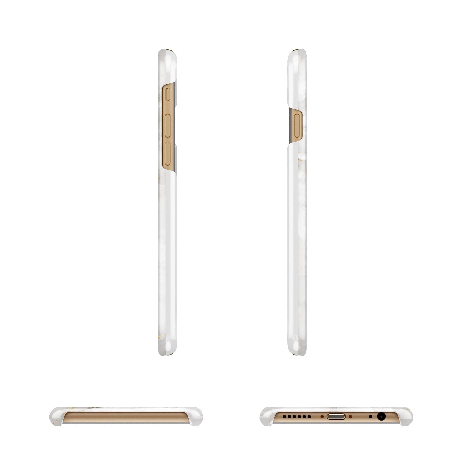 White And Gold Marble Apple iPhone 6 3D Wrap Snap Case Angled Images