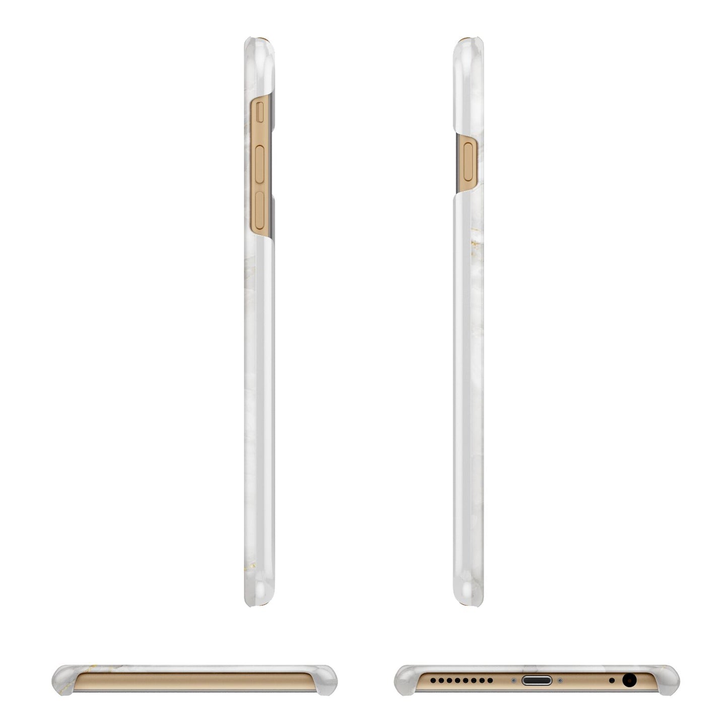 White And Gold Marble Apple iPhone 6 Plus 3D Wrap Snap Case Angled Images