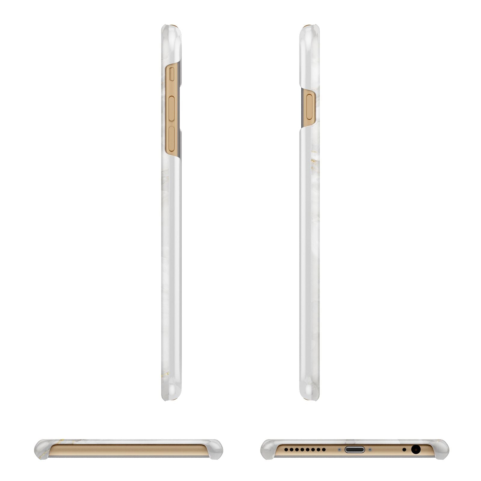 White And Gold Marble Apple iPhone 6 Plus 3D Wrap Snap Case Angled Images