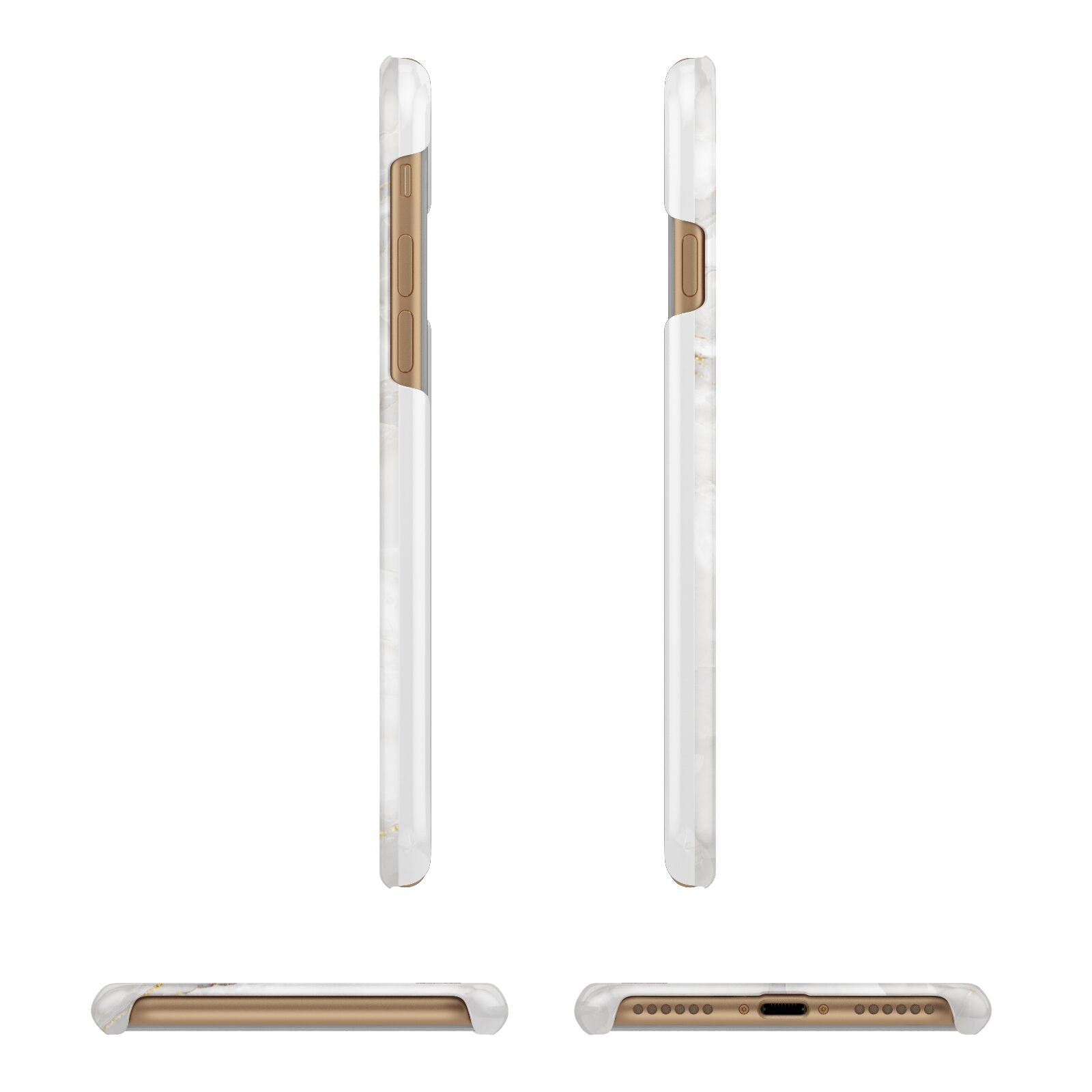 White And Gold Marble Apple iPhone 7 8 3D Wrap Snap Case Angled Images