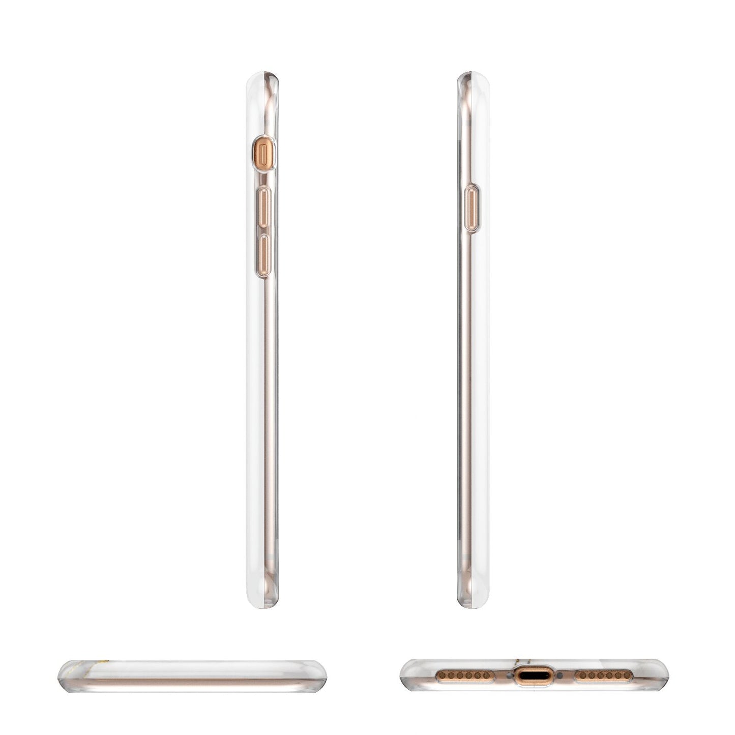 White And Gold Marble Apple iPhone 7 8 3D Wrap Tough Case Alternative Image Angles