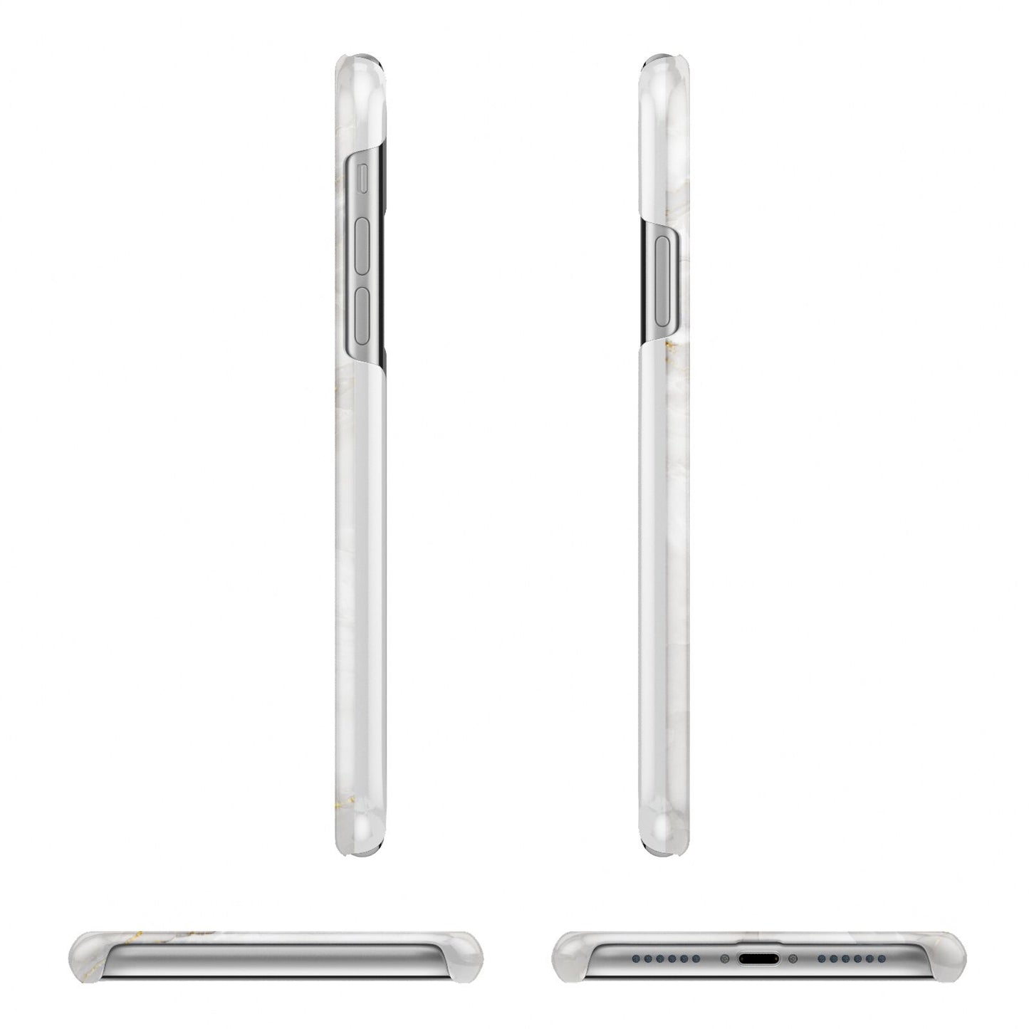 White And Gold Marble Apple iPhone XR 3D Wrap Snap Case Angled Images on White Phone