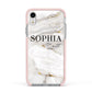 White And Gold Marble Apple iPhone XR Impact Case Pink Edge on Silver Phone