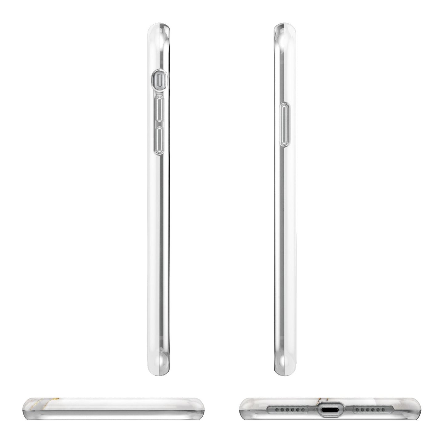 White And Gold Marble Apple iPhone XR in White with 3D Wrap Tough Case Alternative Image Angles