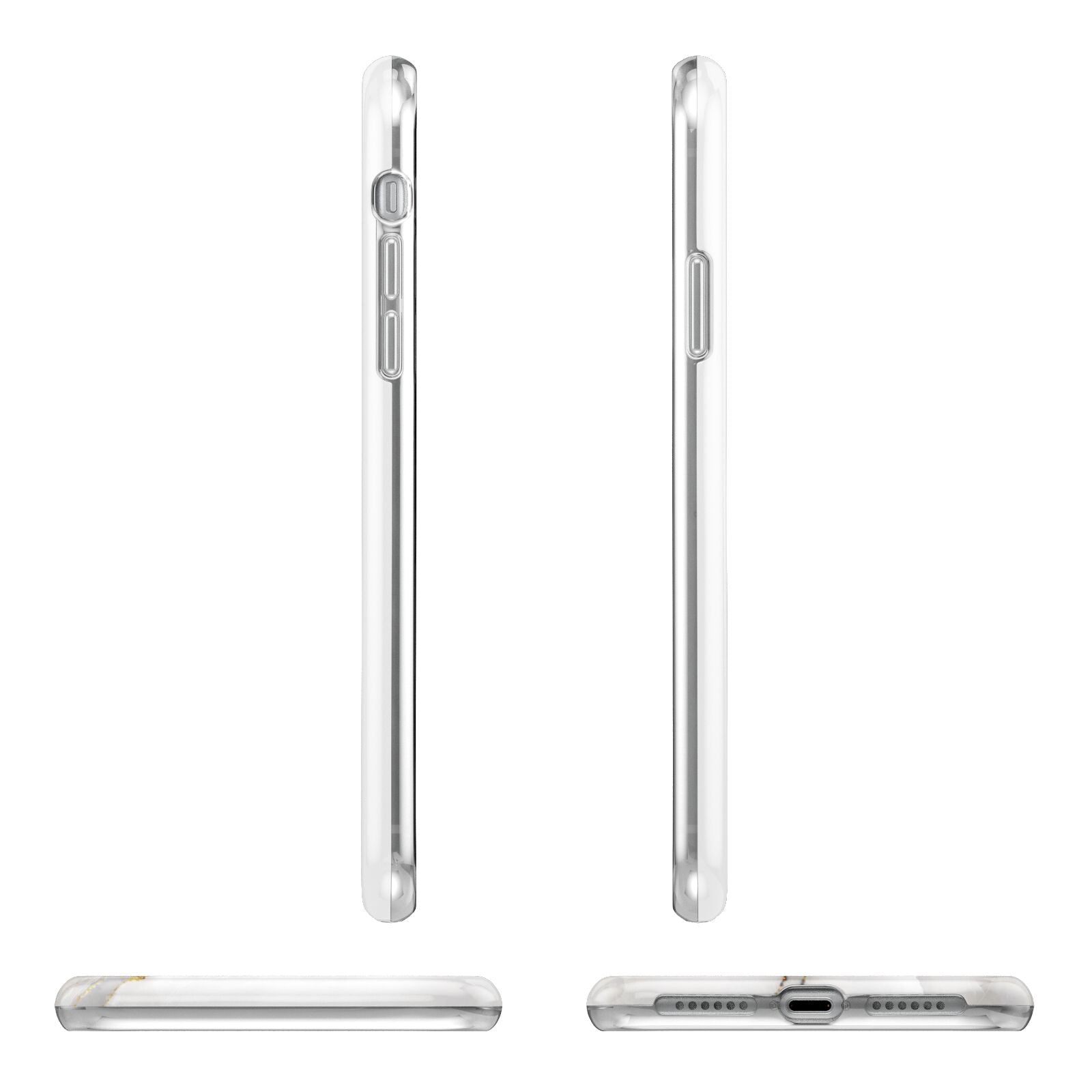 White And Gold Marble Apple iPhone XR in White with 3D Wrap Tough Case Alternative Image Angles