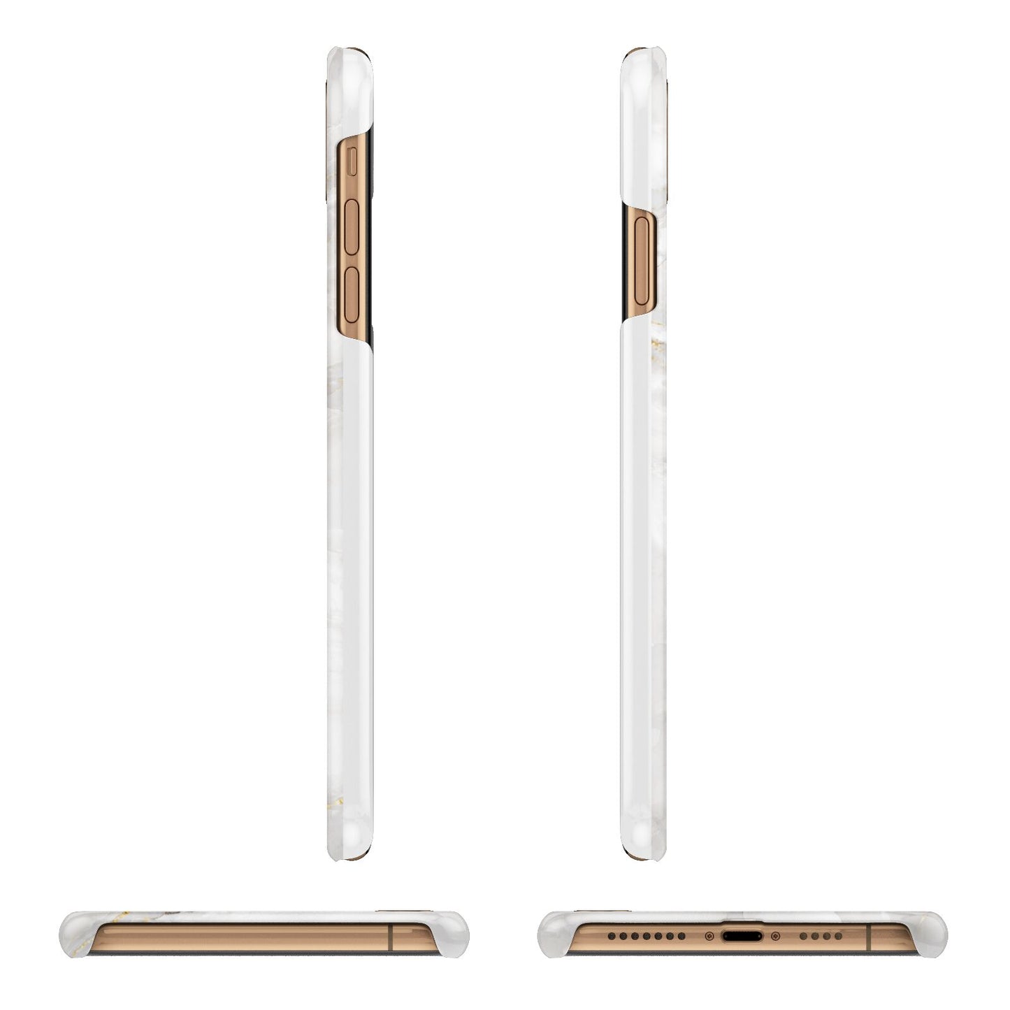 White And Gold Marble Apple iPhone Xs Max 3D Wrap Snap Case Angled Images