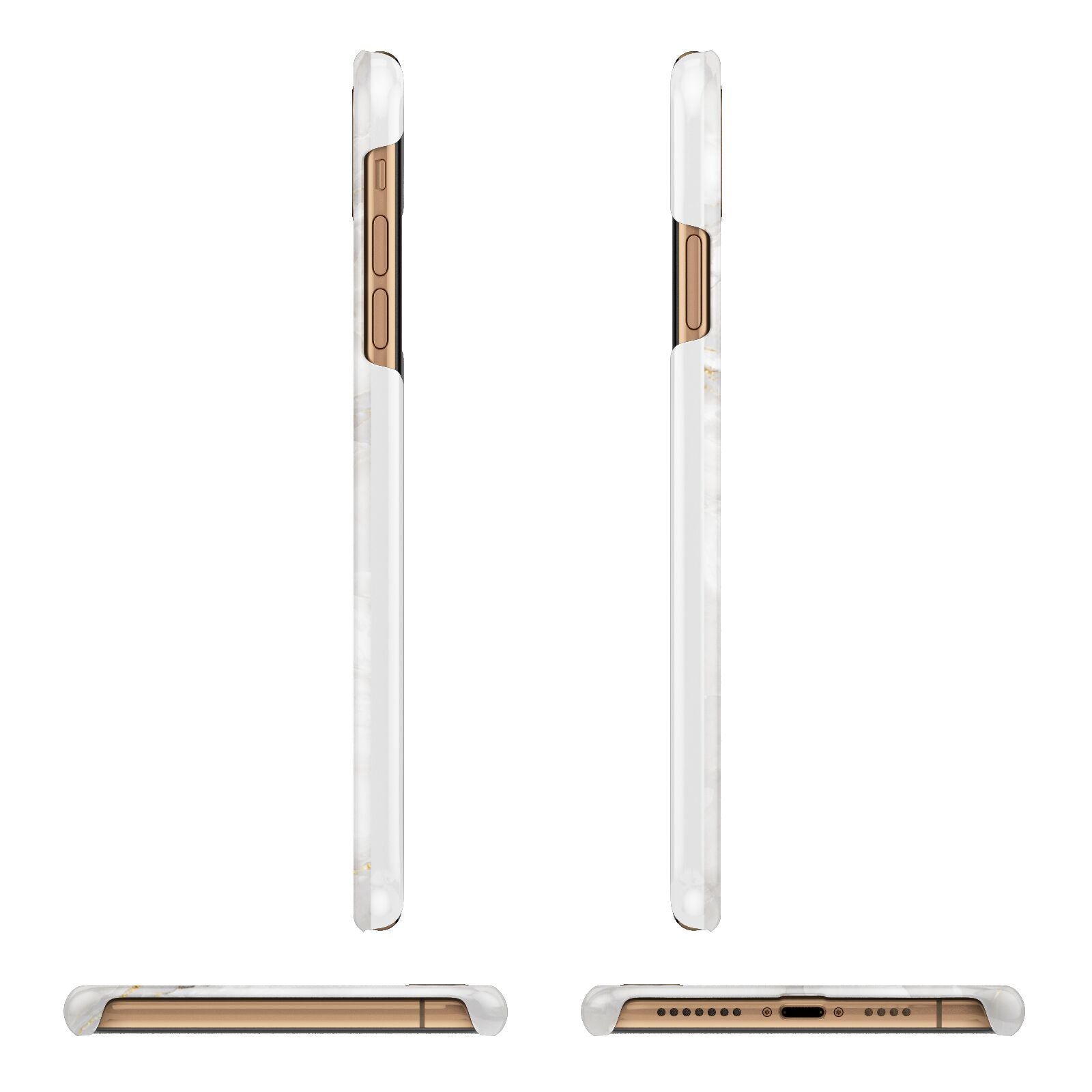 White And Gold Marble Apple iPhone Xs Max 3D Wrap Snap Case Angled Images