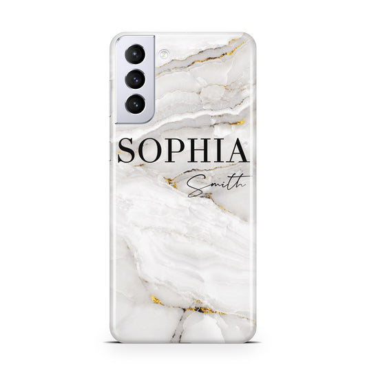 White And Gold Marble Samsung S21 Plus Phone Case