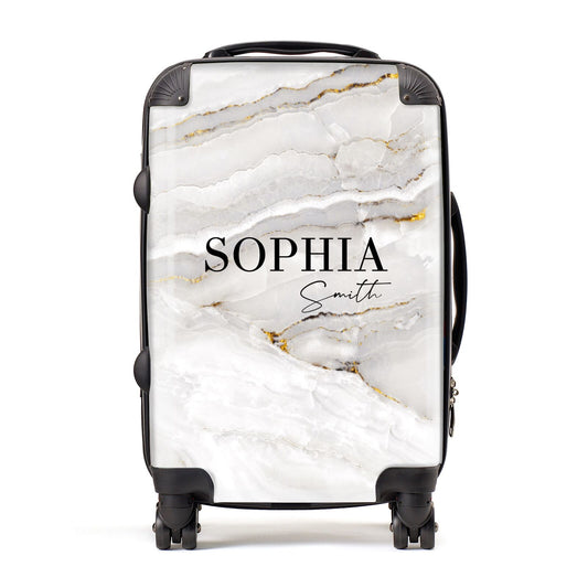 White And Gold Marble Suitcase