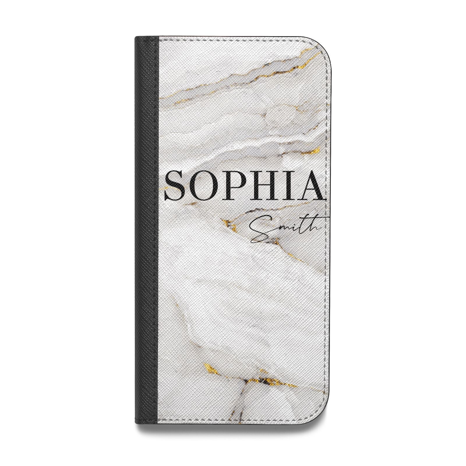 White And Gold Marble Vegan Leather Flip Samsung Case
