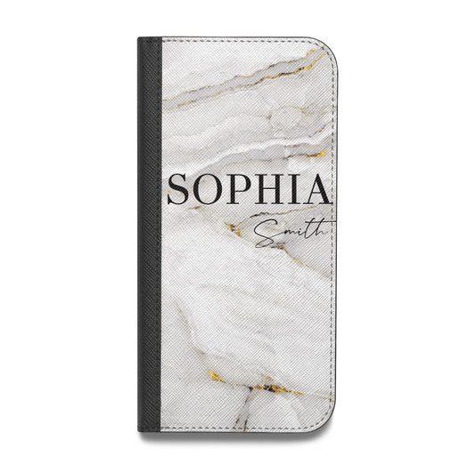 White And Gold Marble Vegan Leather Flip Samsung Case