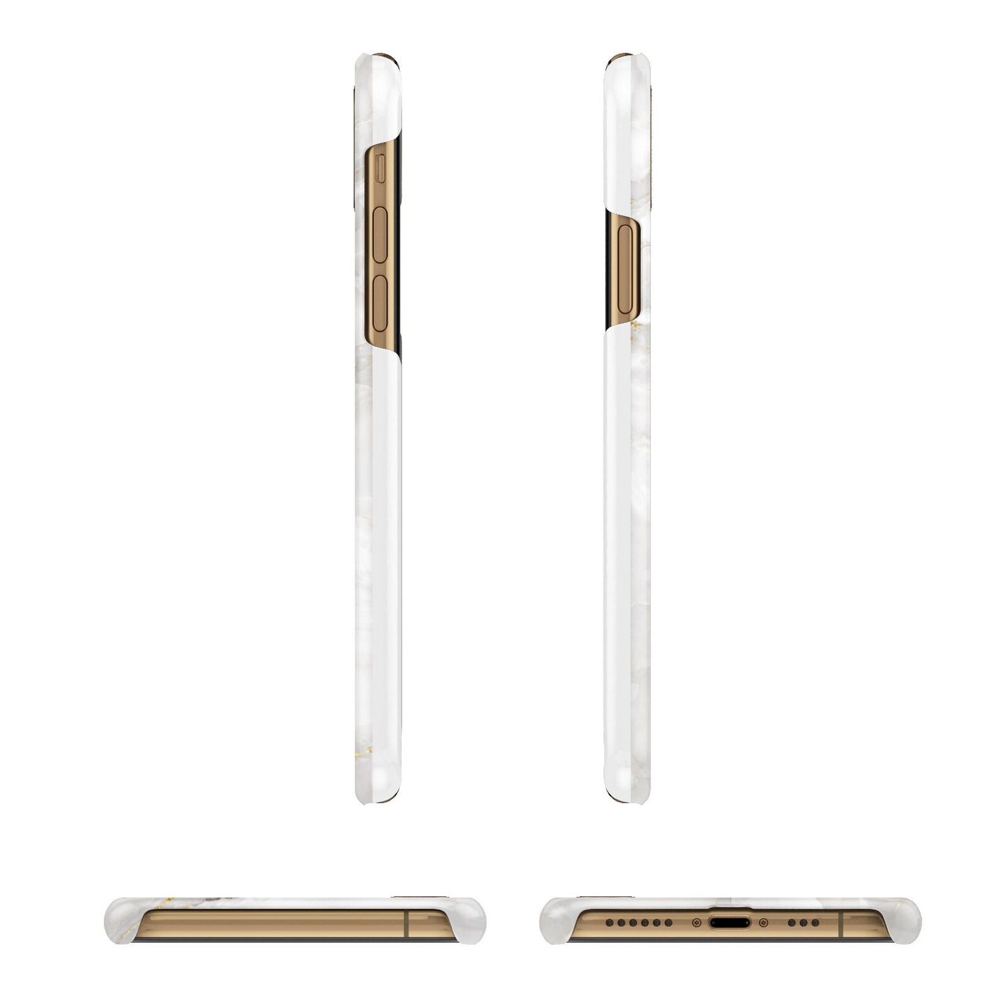 White And Gold Marble iPhone 11 3D Snap Case Angle Images