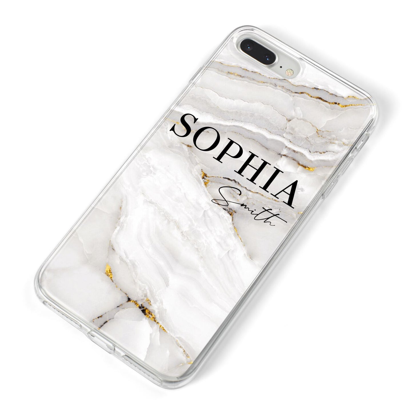 White And Gold Marble iPhone 8 Plus Bumper Case on Silver iPhone Alternative Image